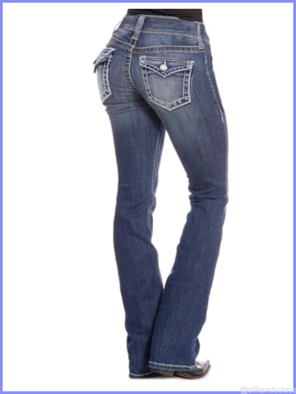 Bootcut Jeans Curvy Low Rise Western with Pockets